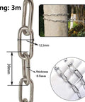Stainless Steel Chain 2.5mm 3M Grab And Go Light Duty Utility Chain For Home Outdoor Camping Hanging Pets Security 110 Lbs Safe Load