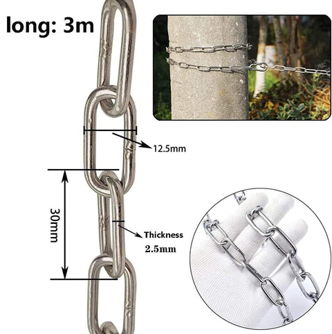 Stainless Steel Chain 2.5mm 3M Grab And Go Light Duty Utility Chain For Home Outdoor Camping Hanging Pets Security 110 Lbs Safe Load