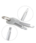 Two Pack Mini Key Shape Screwdriver Set With Flathead And Phillips Bits, Stainless Steel Key Chain Tools, close-up of tools