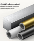 SUS304 stainless steel material for Adjustable 15 To 25 Inch Towel Rack With Shelf For Bathroom And Lavatory Double Towel Bar Rod
