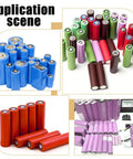 Nbeads Heat Shrink Tube And Insulation Rings For 21700 Batteries - Complete Pvc Wrap Kit With Adhesive Paper Gaskets In Ten Vibrant Colors Ultimate Protection Gear For Lithium Cell Safety, 21700 battery cells in blue, red, green and purple wrap colors