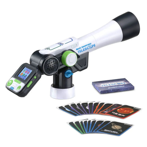 Totally Kid Friendly Space Explorer Telescope With Two Point Four Inch Video Screen And 110x Zoom Moon Viewing And Adventure Game Digital Telescope For Learning And Outdoor Stargazing, with cards