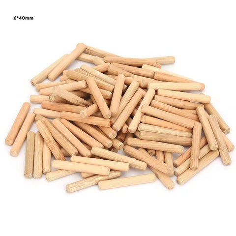 Beefy Beech Wood Dowel Pins 6mm Round Fluted Dowels, 100 Pack for Strong Wood Joints, Chamfered Ends for Easy Insertion