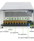 Beefy 24V 25A 600W Power Supply Adapter SMPS Switch Mode DC Converter rear view showing AC input and DC output connectors.