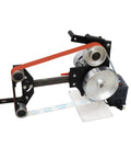 Heavy Duty 71 Inch Desktop Belt Sander Workhorse Featuring A Rock Solid 2200W Motor With Stepless Speed Control and grinding belt exposed from side view.