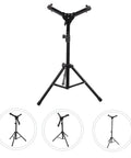 Adjustable Heavy Duty Drum Stand Mount Bracket with detachable tripod base for snare and tom pads, lightweight black design.