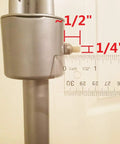 Lamp base with a 1/4 inch rotary switch knob shown with a ruler, part of 4-Pack Lamp Rotary Power Switch Knobs Aluminum Build Durable Replacement Parts In Black Or Silver For Smooth, Precise Lamp Control And Quick Swap Great For DIY Installations.