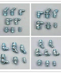 Premium 260 Pc Grease Fitting Assortment Kit With Storage Box Featuring Galvanized Iron Zerk Nipples In 90, 45 Degree Angles And Straight Styles For Bearings Plus Mechanical Assemblies To Keep Your Rides Running Smooth As Butter. galvanized iron zerk fittings set