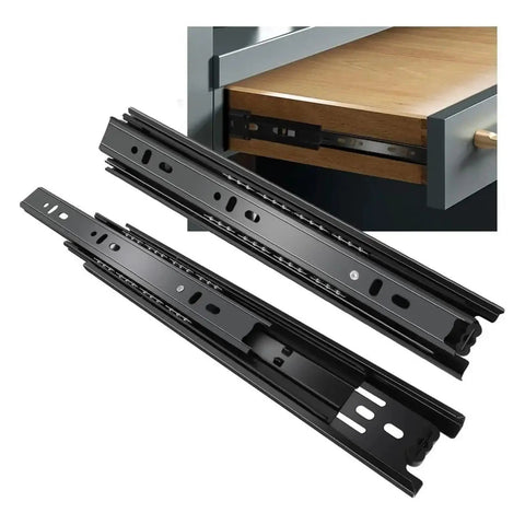 Bottom Mounted Concealed Drawer Slides For Smooth Quiet Opening Pro Grade Hardware That Delivers Durability Built To Last Hidden Under Drawer Mounting For A Clean Sleek Look In Black Finish That Fits Most Drawers, black metal 10 inch pair under drawer