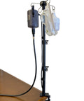 Rock Solid Rotary Tool Stand With Adjustable Height Table Clamp And Flexible Shaft Hook Rack For Dremel Foredom Shops mounted on table.