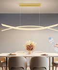Lit Lightning Shaped LED Chandelier Pendant Light With Remote Control Adjustable 3000K To 6500K Color Temperature 47 Inch Aluminum Island Lighting Fixture For Dining Room And Living Room over dining table