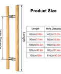 Customizable Wooden Front Door Pull Handle With Sliding Hardware 150 cm solid wood length with size chart