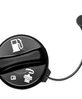 Gas Cap Replacement For Chevy GMC Cadillac Silverado Sierra Express Savana S10 Sonoma Blazer Jimmy Astro Safari Malibu Cavalier Camaro DeVille Eldorado Seville GT261 19207873 shown from top view with fuel icons.
