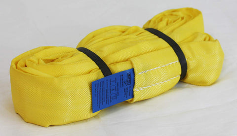 Yellow sling from 12 Piece Polyester Endless Round Sling Kit For Lifting Rigging Hoist Towing And Wrecker Recovery Heavy Duty Round Slings With UV Resistance And Low Elongation Double Wall Weave For Longer Life