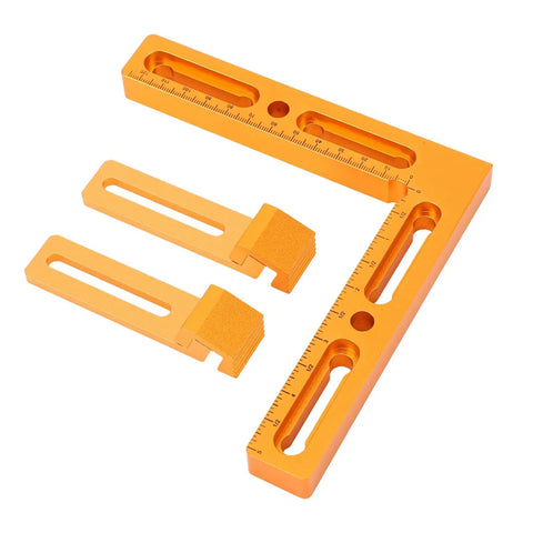 Bewinner CNC Workpiece Positioning Fixture Kit With T Slot Perforated Table Woodworking Vise Clamps, orange aluminum square and clamps.
