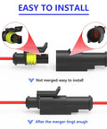 Rock Solid 10 Pack Waterproof Electrical Wire Connectors IP68 Rated For Car Truck Bike And Boat With Heavy Duty 16 AWG Male Female Terminals, easy-install view