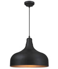 Textured Iron Finish One Light Indoor Pendant In Black With Bronze Interior Dope Classic Shape Ceiling Light For Sloped Ceilings Includes Mounting Hardware For Easy Install