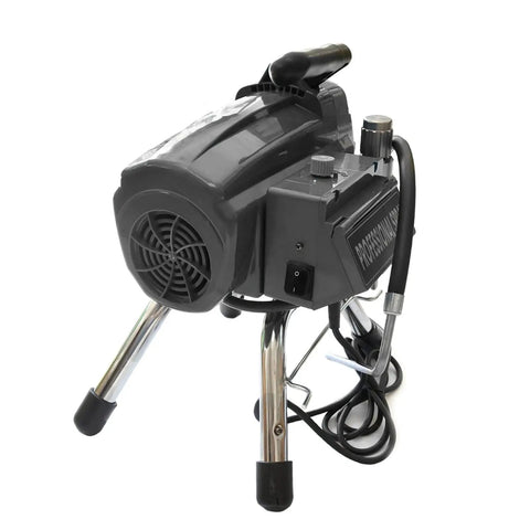 Heavy Duty Electric Airless Paint Sprayer With A Brushless Motor And 2800 Watts For Knockout Epoxy Floors And Dead Simple Home Improvement Gear That Delivers Killer Results Every Single Time, side view of robust design and high-pressure nozzle.