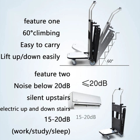 Electric Folding Stair Climbing Cart Motorized Hand Truck With 48v Battery shows features like 60° climbing and low noise operation.