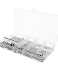 Stainless Steel Cone Point Set Screws 400 Piece Set Beefy Pro Grade With Wrenches organized in a clear plastic case