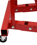Detail of Heavy Duty Hydraulic Engine Hoist, 2 Ton Folding Shop Crane Built Tough, showing caster wheel and sturdy frame.