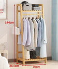 Kickass Foldable Heavy Duty Garment Rack Free Standing Closet Organizer Double Tier Clothes Rail With Mesh Shelf, size 144x70x38.5 cm.