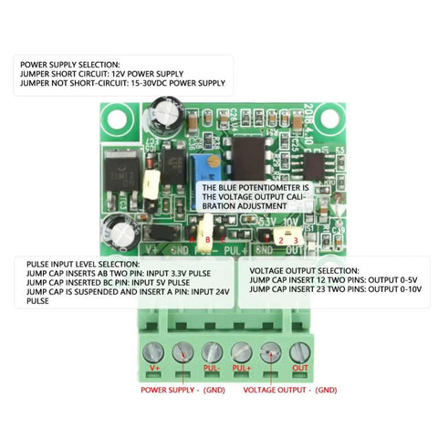 0-10kHz To 0-10V Frequency Converter Module With Optical Isolation For PLC interface showing circuit board and components
