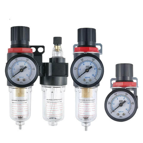 Pneumatic Filter Regulator Duplex With Automatic Drain For Air Compressors Tough As Nails FRL Combo With Copper Filter
