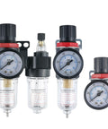 Duplex Pneumatic Filter Regulator with Automatic Drain for Air Compressors displayed from front view