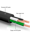 Cross-section of Beefy 6 Foot 18 AWG 3 Prong Power Cord For Appliances showcasing copper wires with PVC jackets.
