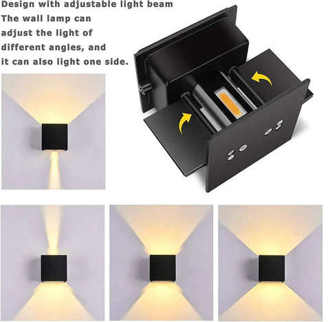 LED Aluminum Outdoor Wall Sconce Dope Cube Light for Patio and House Exterior 6W Waterproof 100 277V Warm White 3000K Two LEDs Black Finish Modern Exterior Wall Lighting