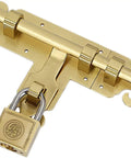 Solid Brass Slide Bolt Door Lock And Gate Latch For Cabinets And Windows Real Heavy Duty Hardware with padlock for added security.