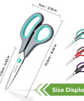 All Purpose Heavy Duty 8 Inch Scissors 3 Pack In Red, Dark Gray, And Black For Classroom, Office, And School Supplies, Durable Scissors For Students And Teachers With Sharp Cutting For Everyday Craft And Paper Work; size display