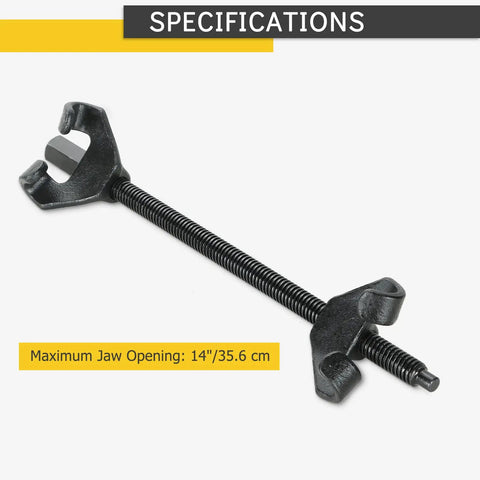 14 Inch Coil Spring Compressor And Strut Tool Set For Auto Suspension, 14-inch jaw, heavy-duty steel.