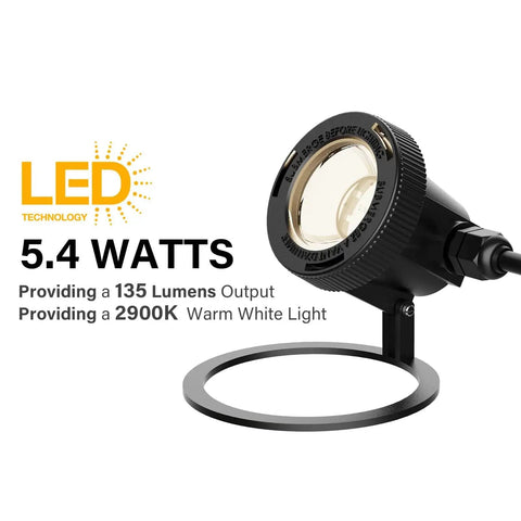Submersible LED Pond Light Low Voltage Underwater Landscape Lighting For Ponds, Fountains, Pools And Water Gardens, 5.4W LED, 135 Lumens, 2900K Warm White