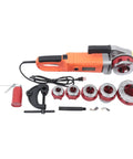 Top Shelf 2300W Electric Pipe Threader Machine Kit With Six Durable Dies Portable Handheld Power Threading Tool components including die heads.