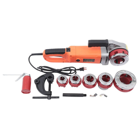 Heavy Duty 2300W Electric Pipe Threader With Slick Ergonomic Handle And Zero Sweat Threading Operation Includes Rugged Pipe Cutter and accessories.