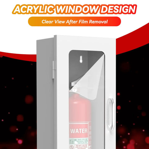 Sturdy Fire Extinguisher Cabinet For 10 Lb Extinguisher, Wall Mount Steel Enclosure with acrylic window, indoor outdoor use