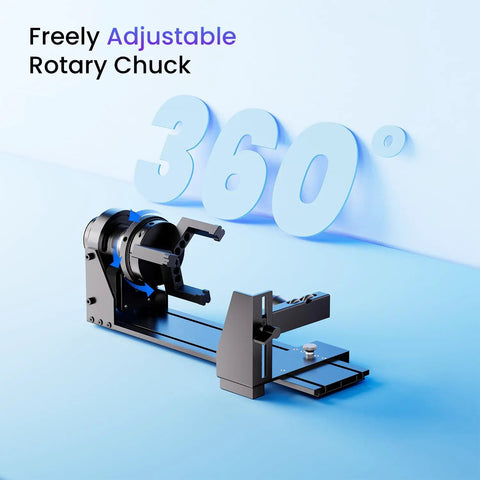Freely adjustable rotary chuck for RAY5 20W Laser Engraver With Air Assist Kit And 4 In 1 Rotary Roller All In One, 360-degree rotation