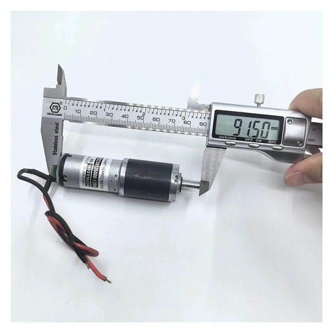 Caliper measuring Dope 25mm Planetary Gearbox for DC Motors with electronic starter, 6V 12V compatibility, high torque reducer.