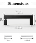 Diagram of Six Pack Matte Black Stainless Steel Square Cabinet Pulls For Kitchen Cabinets, 4-1/5 Inch length, showing dimensions.