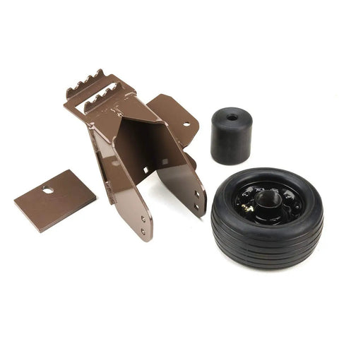 Mower Roller Kit With Semi-Pneumatic Anti-Scalp Roller And Vertical Roller For Left-Hand Corner Trimming On 61-Inch And 72-Inch Decks For 100V And 200V Series M1 Decks Pro Grade OEM 503629, parts displayed on white background.