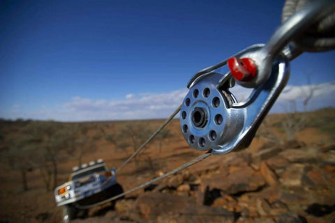 Snatch Block Recovery Pulley 20,000 Lb Rated Doubles Your Winch Power With Ultra Light Two Piece Aerospace Grade Composite For Heavy Duty Winch Recovery Not For Synthetic Rope on winch cable