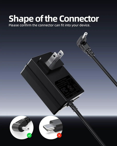 Built Tough As Nails Yet Rock Solid 12V 2A Laptop Power Adapter Wall Charger showing connector shape and compatibility details.