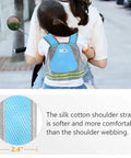 Kid Motorcycle Safety Harness With Reflective Strip And 4 In 1 Buckle For Front Or Back Ride No Fuss Breathable Material Adjustable Straps Night Visibility Secure Fit For Parents Who Want Easy Everyday Motorcycle Rides Blue showing child safety with reflective strip and silk cotton shoulder straps.