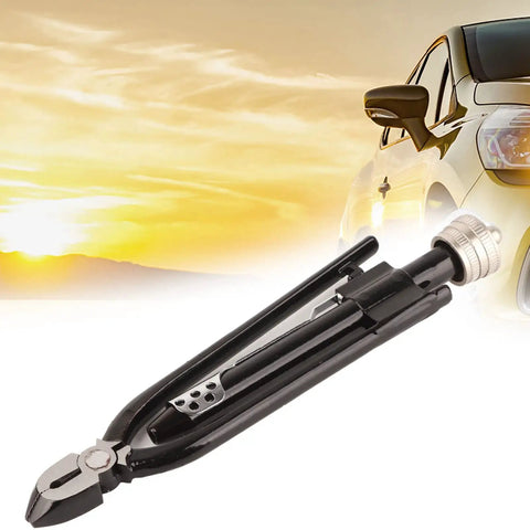 Safety Wire Twisting Pliers, High Carbon Steel Locking Aviation Tool, 6 Inch Durable, displayed against a car and sunset backdrop