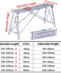 Foldable Scaffold Platform With Adjustable Height And Length, Heavy Duty Work Tower for home repair with dimensions and adjustable features.