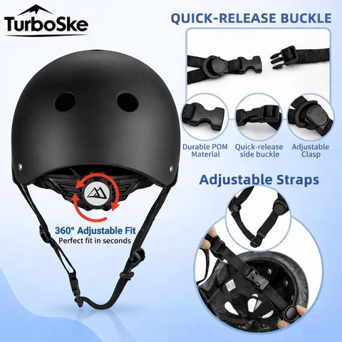 Multi Sport Helmet For Skateboard BMX And Bike, Lightweight Black Protective Gear With 11 Vents, Certified Safety Size S/M, Buckles