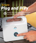 Person pressing power button on Advantage Pro Automatic Robotic Pool Vacuum Cleaner With Wall Climbing And Active Scrubbing For In Ground Pools