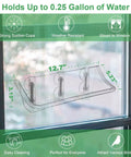 Window Mounted Bird Bath With Three Extra Twin Suction Cups, Clear Glass Bird Feeder Bath For Outside Viewing, Transparent Bird Bath For Cats, Kids And Elderly, Easy Window Mount, 1 Pack